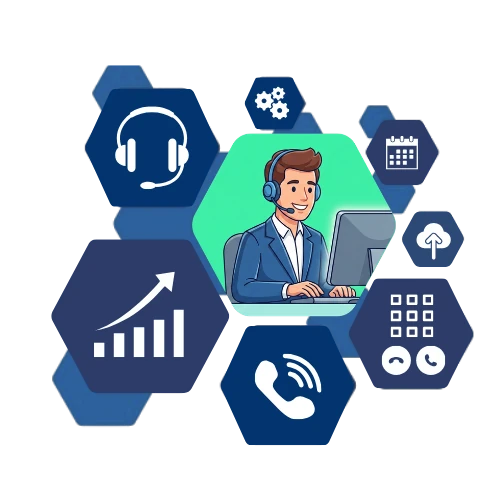 Atendente de call center usando o Discador Automático Fastway