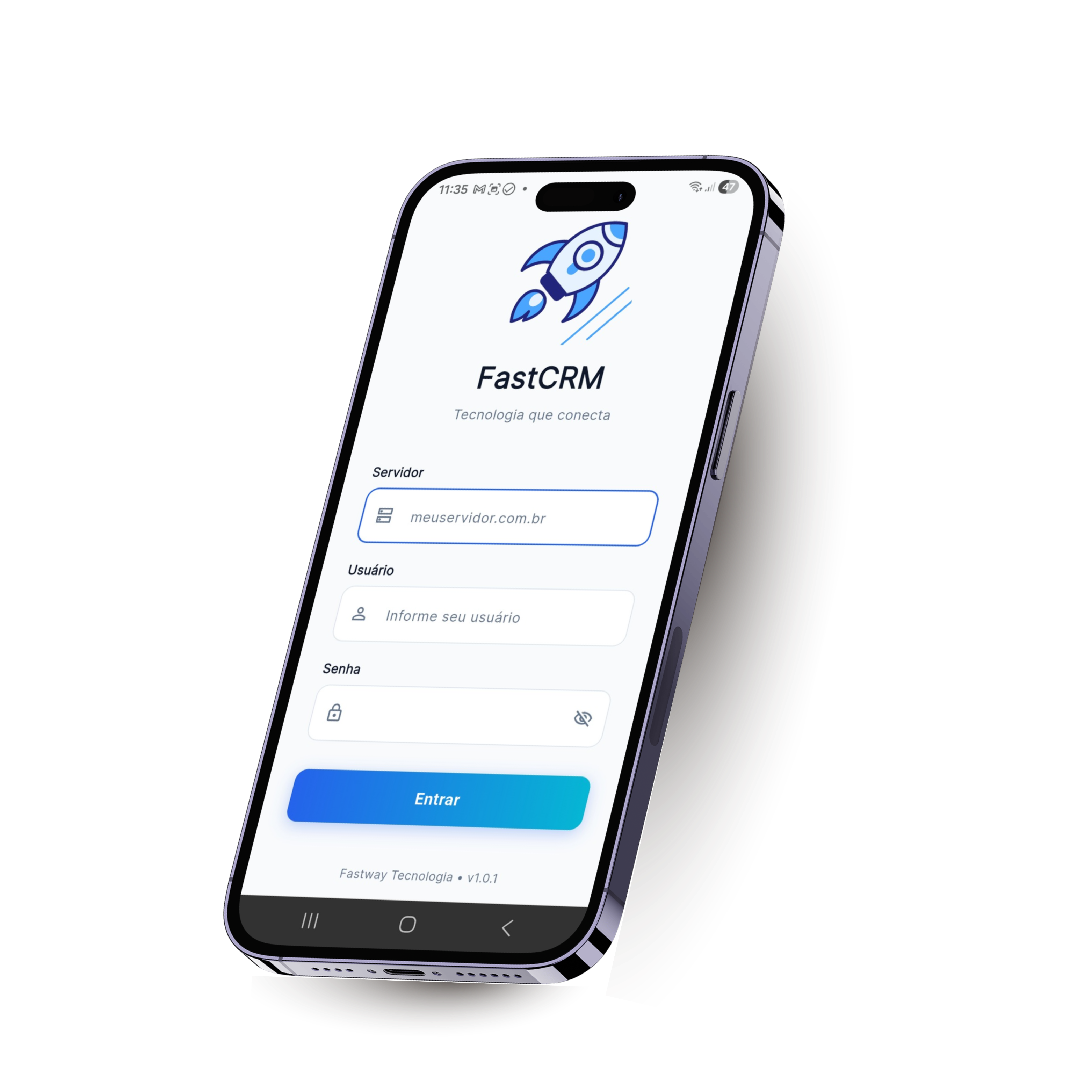 Tela de login do FastCRM Mobile
