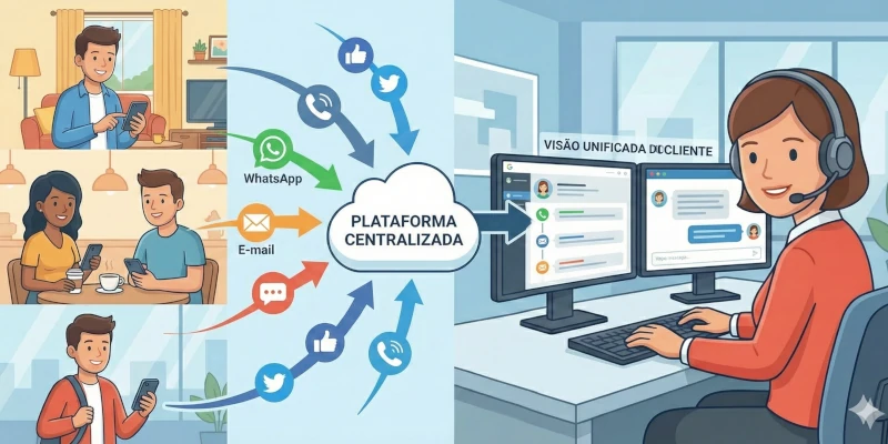 Atendimento multicanal com diversos canais de comunicação integrados